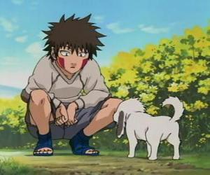 Puzzle Kiba Inuzuka και τον σκύλο του και ο καλύτερος φίλος Akamaru αποτελούν μέρος της ομάδας 8